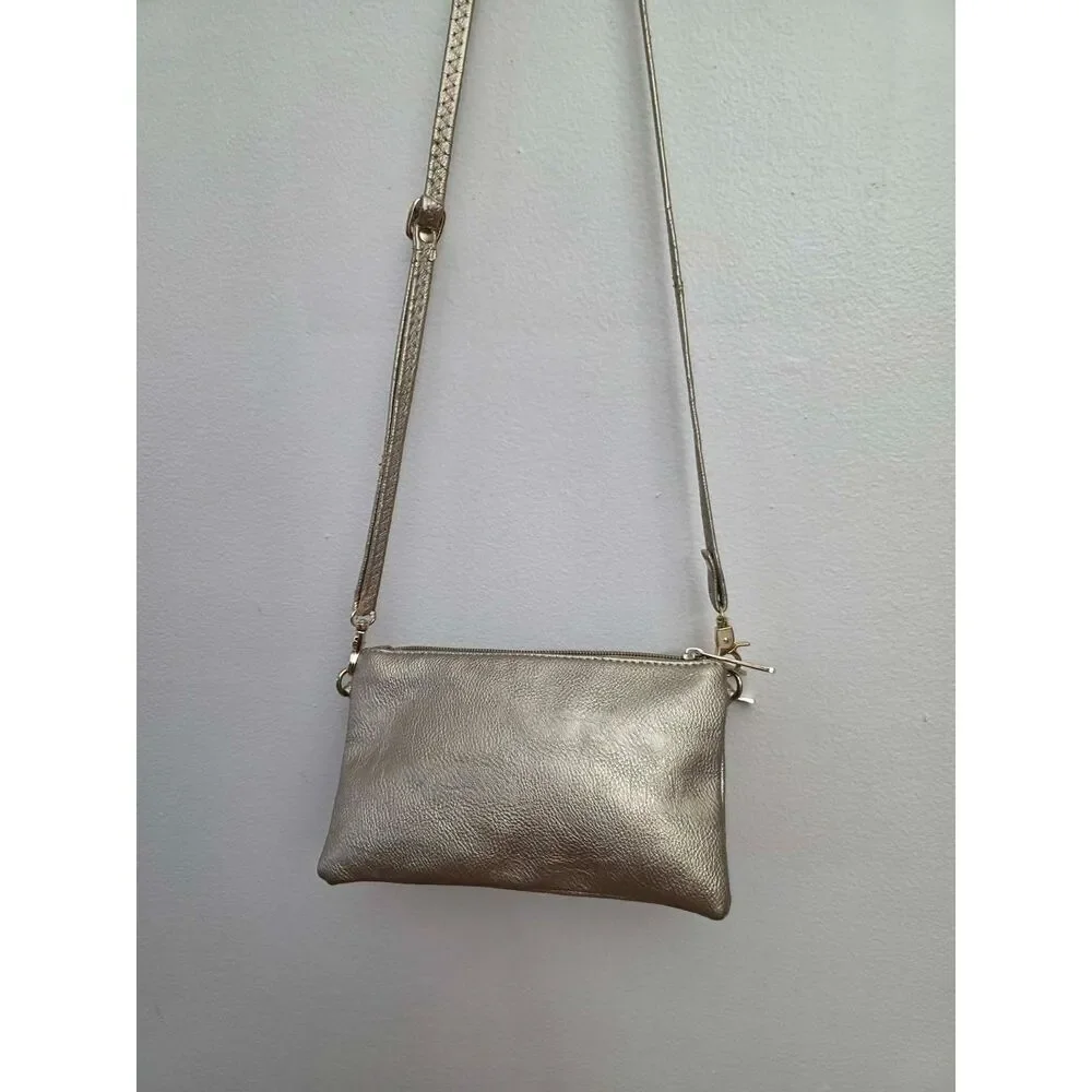 Michael Kors Metallic Gold Double Zip Crossbody Bag